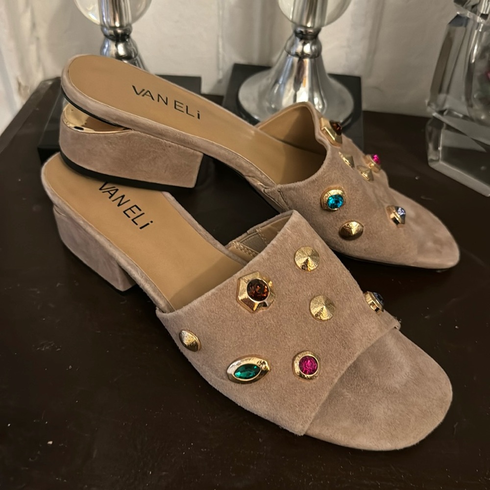 Vaneli Ping Gemstones Suede Sandals